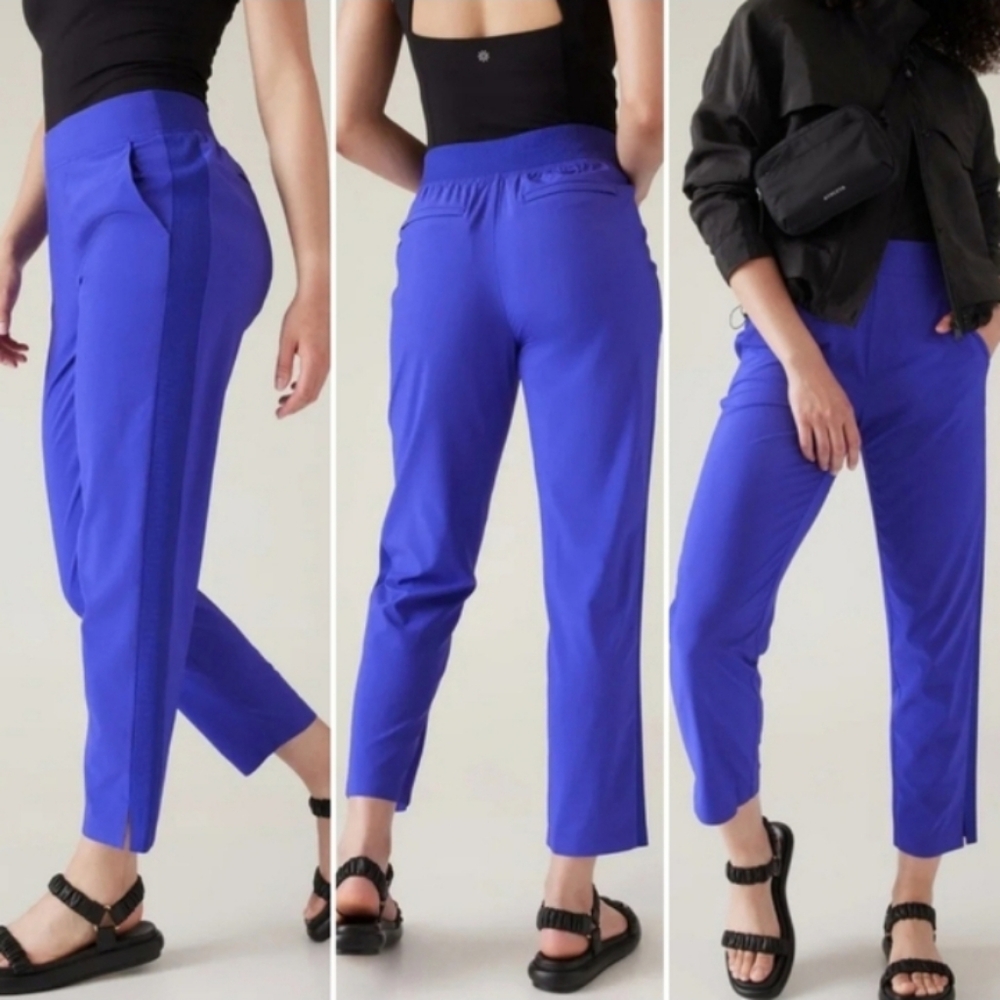 Athleta Brooklyn Lined Pant Womens 6 Lazurite Blue Summer Travel Athleisure